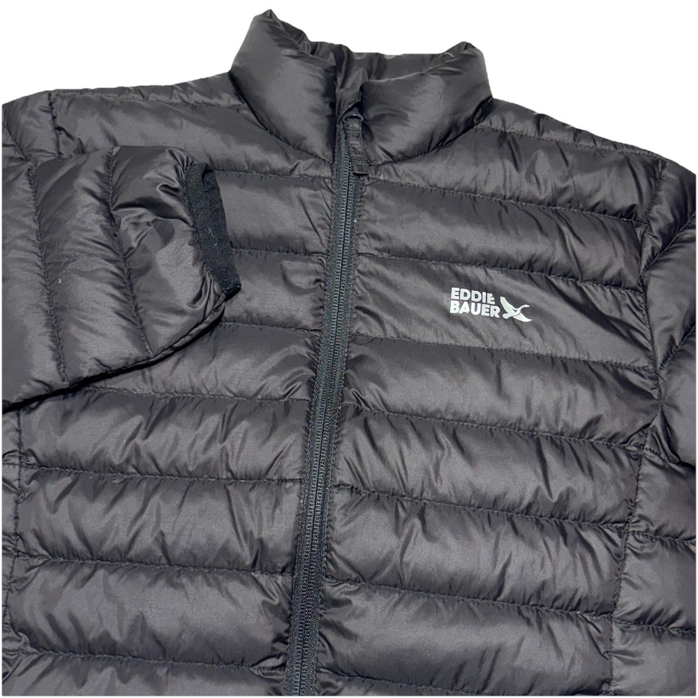 Eddie Bauer Kids Small (6/7) Down Puffer Jacket Black Full Zip Packable Coat